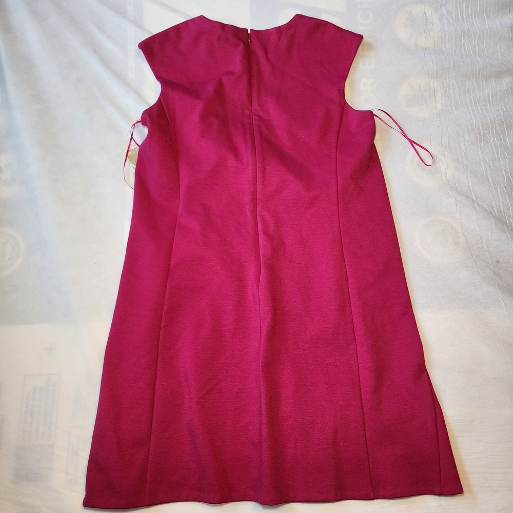 Michael Michael Kors Shocking Pink Sleeveless Shift Dress Pocket Button Large - Picture 7 of 8